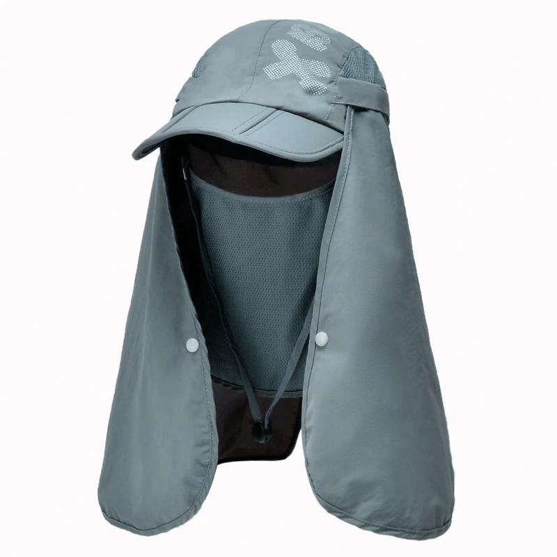 Waterproof adjustable sun hat with neck flap for hiking; durable polyester, unisex outdoor gear, SF0391. Perfect for adventures.